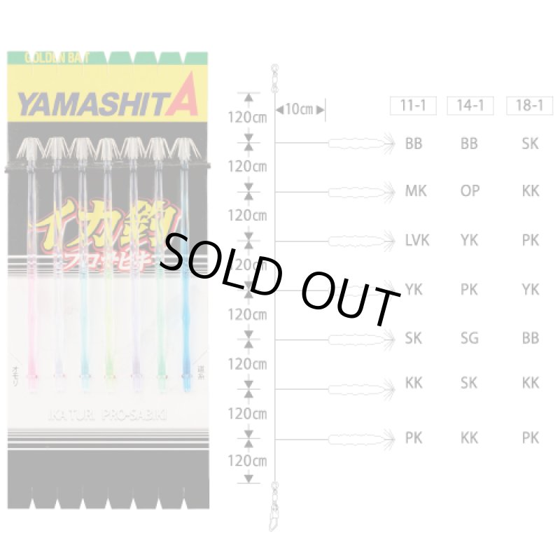 画像1: YAMASHITA ヤマシタ イカ釣プロサビキ KR キラっと針 14cm 1段 7本 (1)